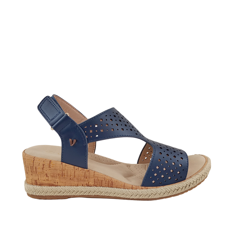Sandalias de cuña Bianca para mujer color navy